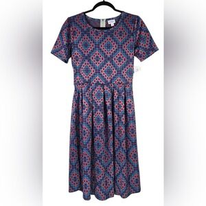 LuLaRoe Amelia Women's Dress - Blue and Pink Pattern NWT💕